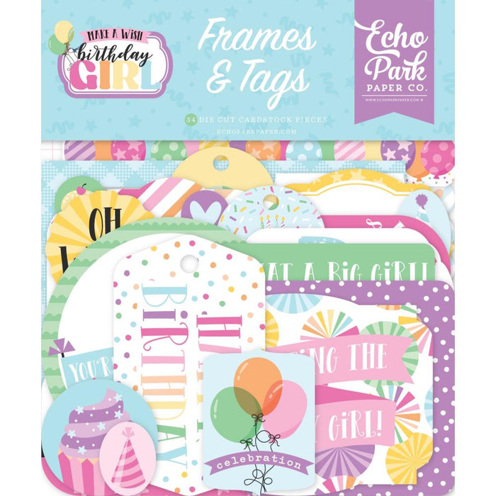 Echo Park Make A Wish Birthday Girl - Ephemera Frames & Tags