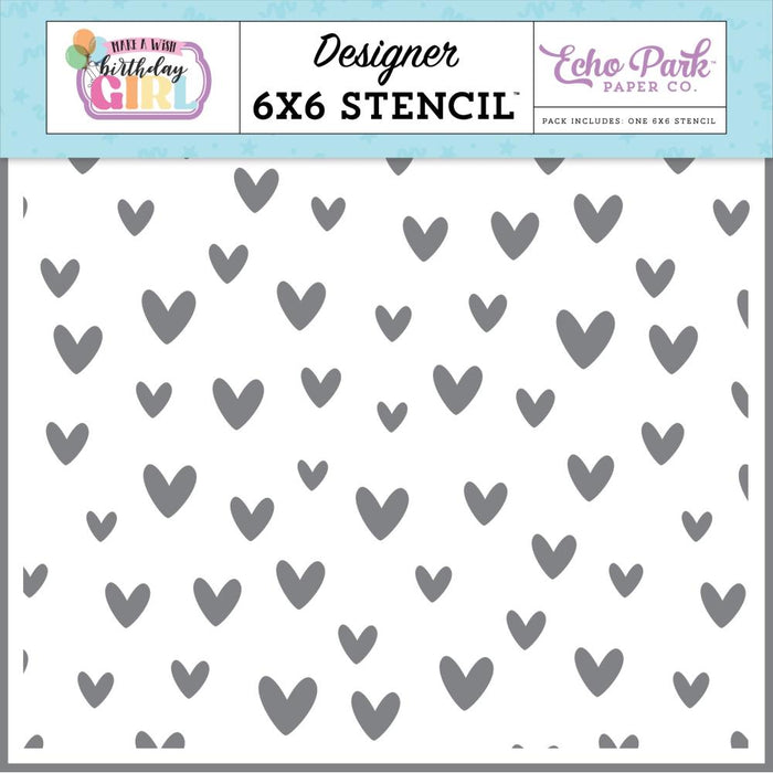 Echo Park Make A Wish Birthday Girl - Birthday Love Hearts Stencil