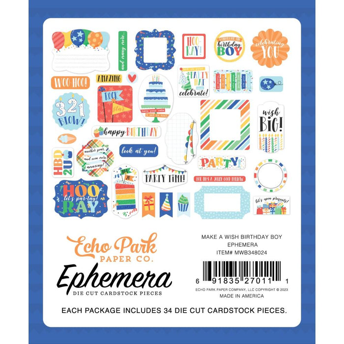 Echo Park Make A Wish Birthday Boy - Ephemera Icons