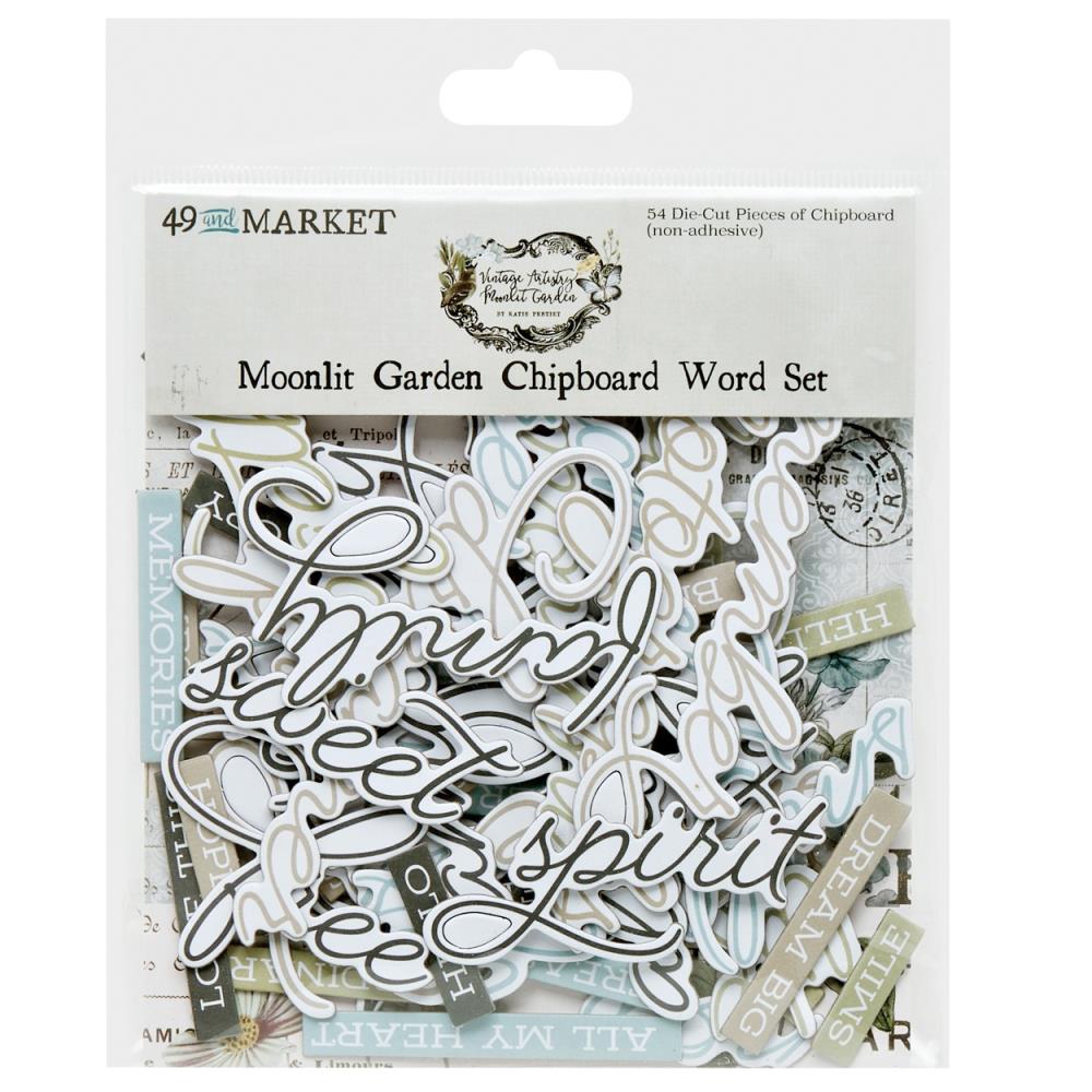 49 & Market Vintage Artistry Moonlit Garden - Chipboard Word Set