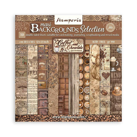 Stamperia Coffee And Chocolate - 12x12 Maxi Backgrounds Paper Pack