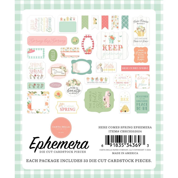 Carta Bella Here Comes Spring - Ephemera Icons