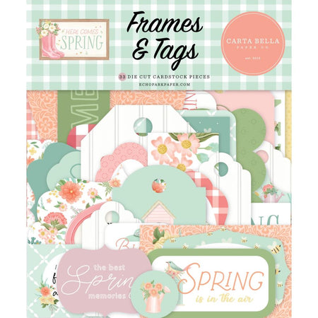 Carta Bella Here Comes Spring - Ephemera Frames & Tags