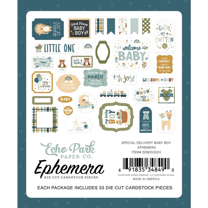 Echo Park Special Delivery Baby Boy - Ephemera Icons
