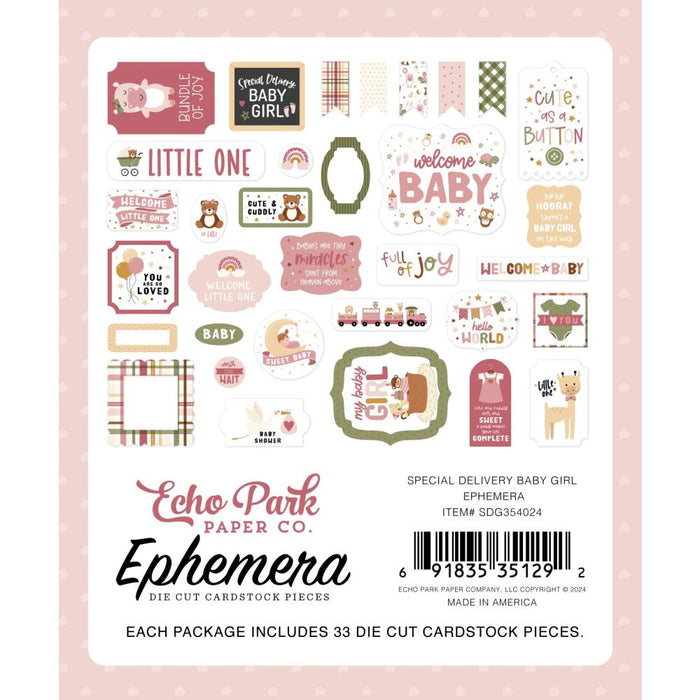 Echo Park Special Delivery Baby Girl - Ephemera Icons