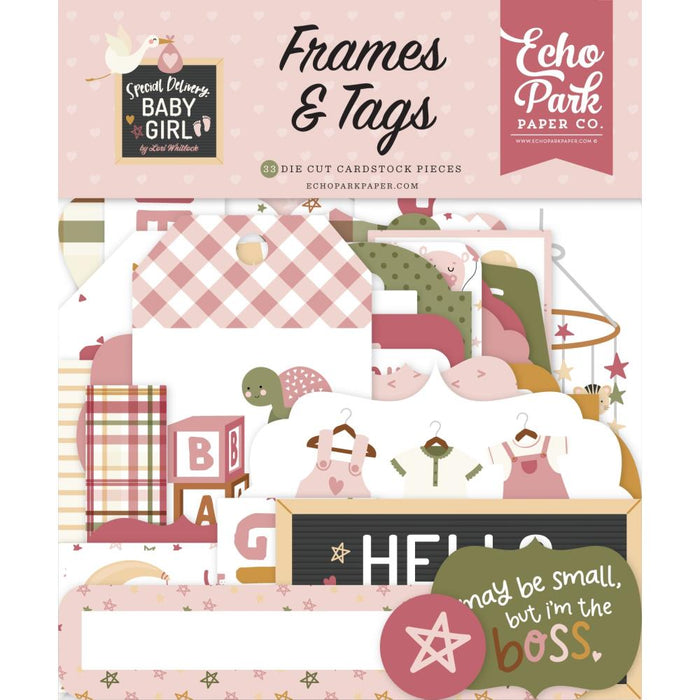 Echo Park Special Delivery Baby Girl - Ephemera Frames & Tags