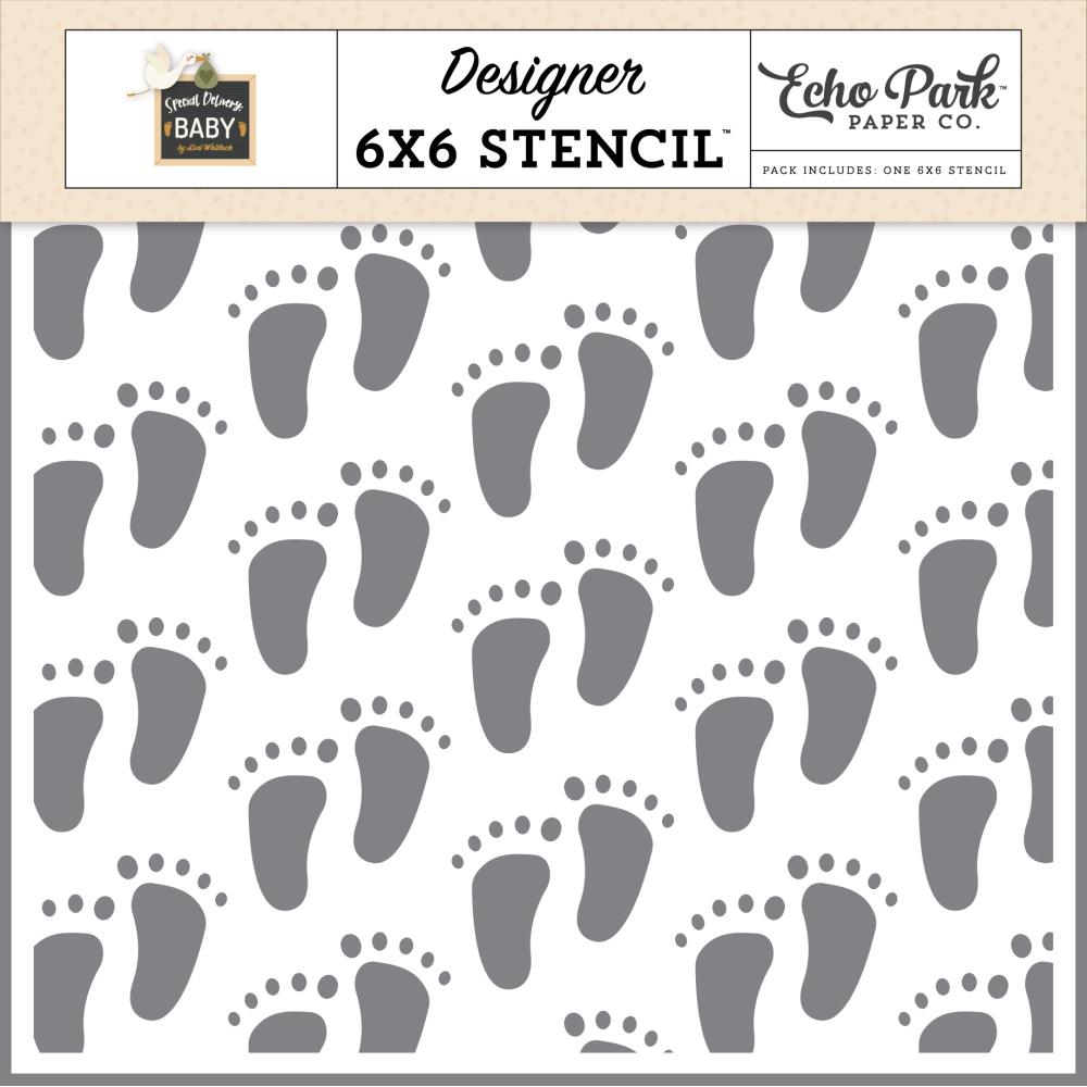Echo Park Special Delivery Baby - Fresh Footprints Stencil