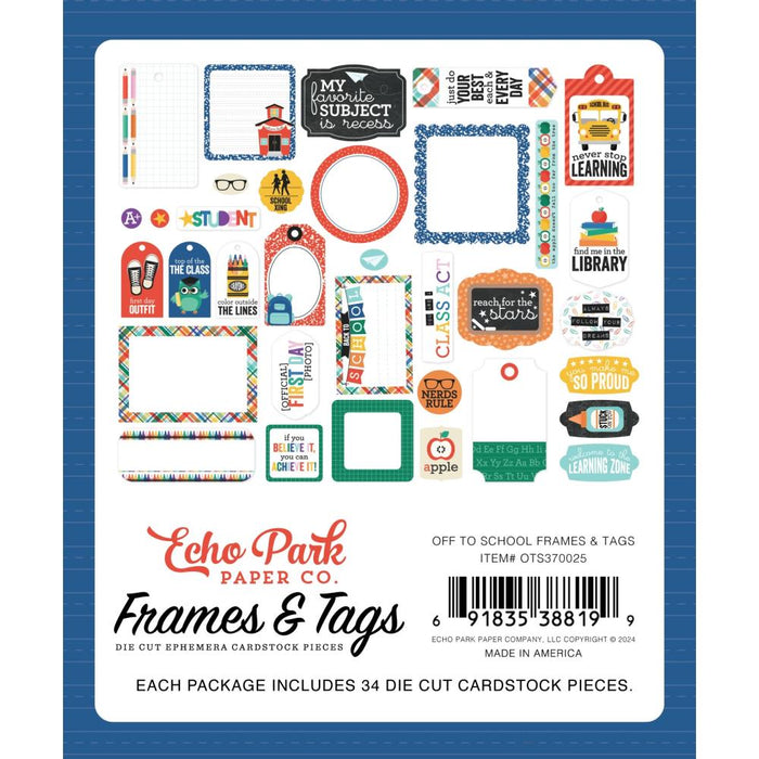 Echo Park Off To School - Ephemera Frames & Tags