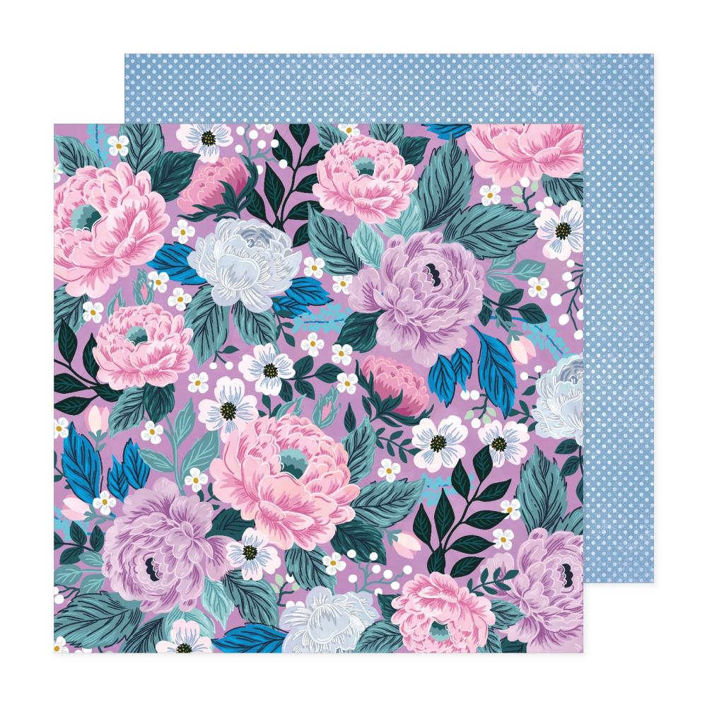 American Crafts Dreamer - Purple Floral Paper 10
