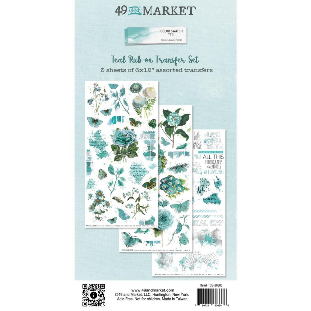 49 & Market Color Swatch Teal - Rub On Transfer Set