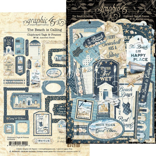 Graphic 45 The Beach Is Calling - Chipboard Tags & Frames