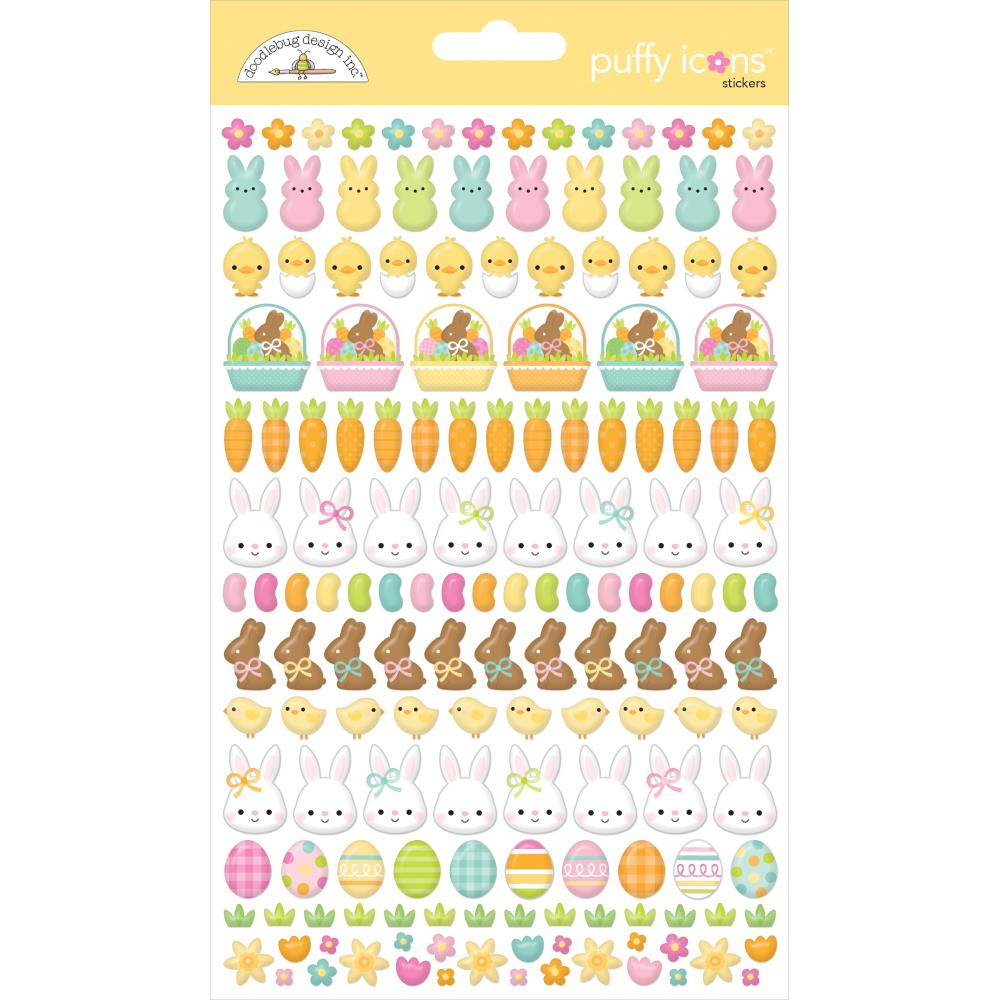 Doodlebug Design Bunny Hop - Puffy Icon Stickers
