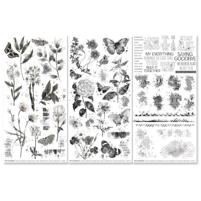 49 & Market Color Swatch Charcoal - Rub On Transfer Set