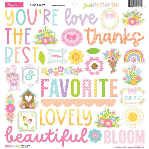 Bella Blvd Just Because - Ciao Chip Chipboard Stickers