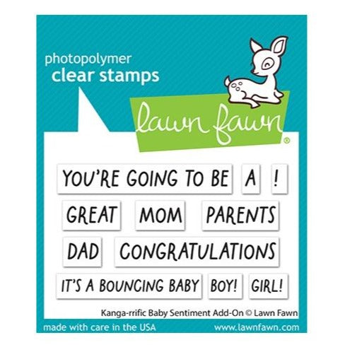 Lawn Fawn Clear Stamps - Kanga-Riffic Baby Sentiment Add-On