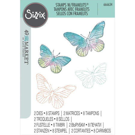 Sizzix Framelits Die with Stamps - Painted Pencil Butterflies by 49 & Market