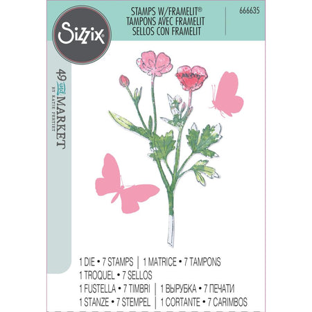 Sizzix Framelits Die with Stamps - Painted Pencil Botanical by 49 & Market