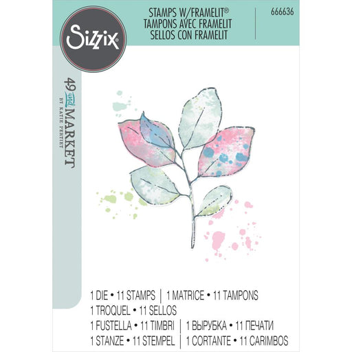 Sizzix Framelits Die with Stamps - Painted Pencil Leaves by 49 & Market