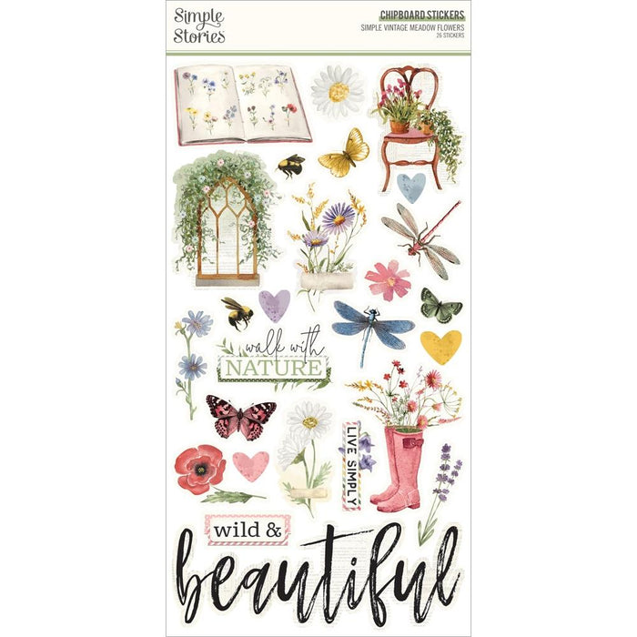 Simple Stories Simple Vintage Meadow Flowers - Chipboard Stickers