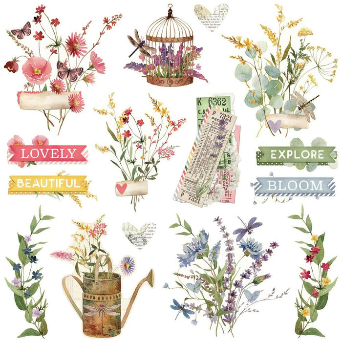Simple Stories Simple Vintage Meadow Flowers - Chipboard Clusters