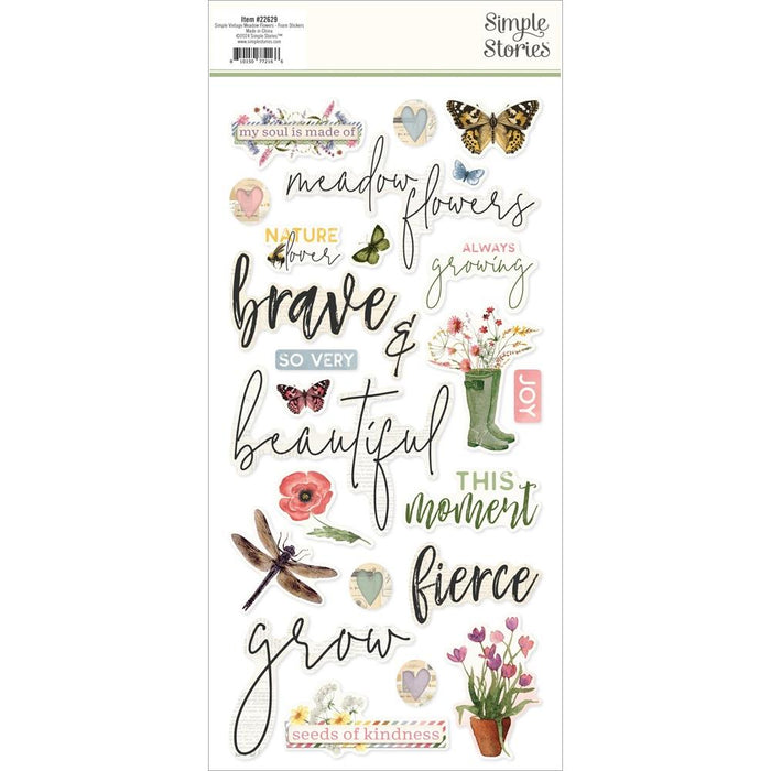 Simple Stories Simple Vintage Meadow Flowers - Foam Stickers