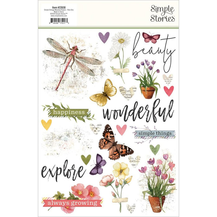 Simple Stories Simple Vintage Meadow Flowers - Rub-Ons