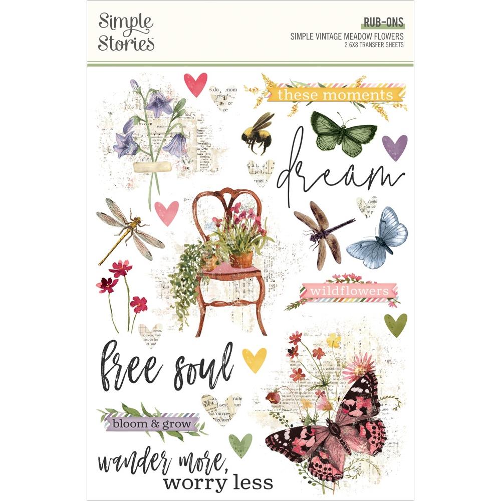 Simple Stories Simple Vintage Meadow Flowers - Rub-Ons