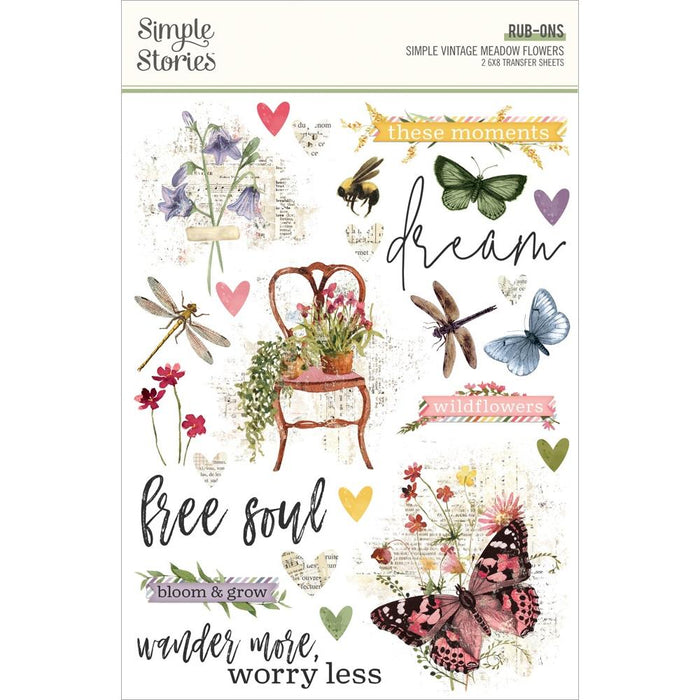 Simple Stories Simple Vintage Meadow Flowers - Rub-Ons