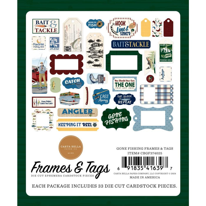 Carta Bella Gone Fishing - Ephemera Frames And Tags