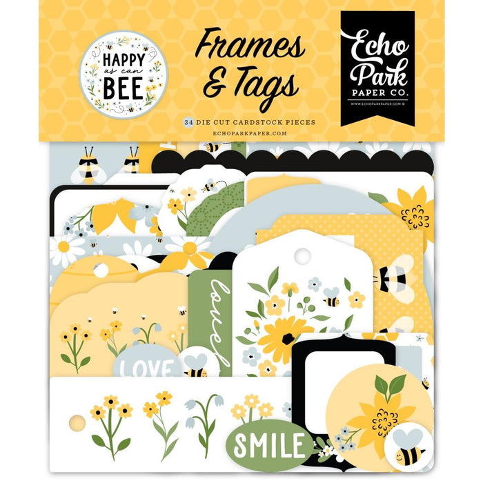 Echo Park Happy As Can Bee - Ephemera Frames And Tags
