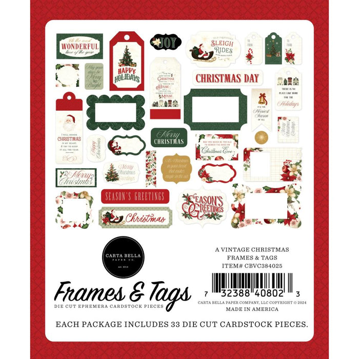 Carta Bella A Vintage Christmas - Ephemera Frames & Tags