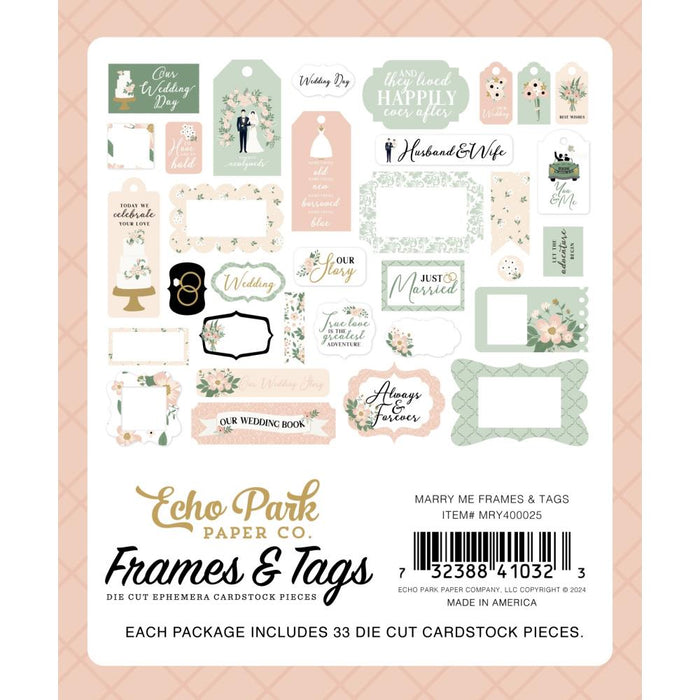 Echo Park Marry Me - Ephemera Frames & Tags