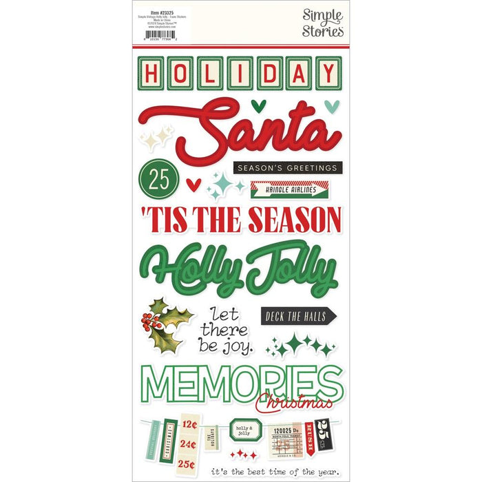 Simple Stories Simple Vintage Holly Jolly - Foam Stickers