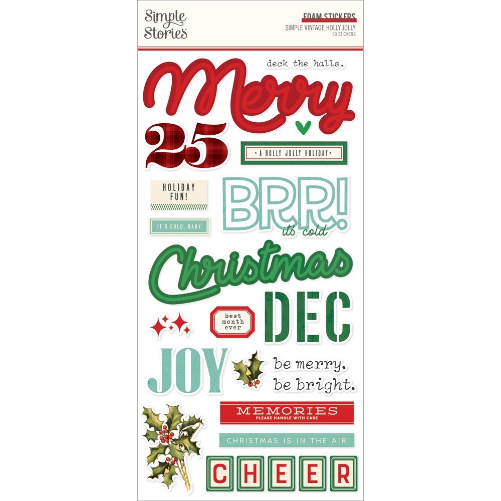 Simple Stories Simple Vintage Holly Jolly - Foam Stickers