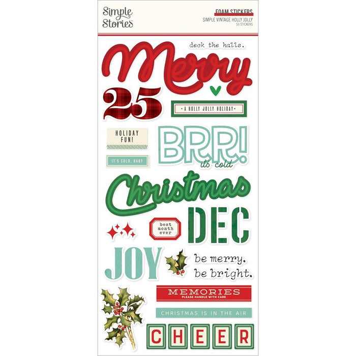 Simple Stories Simple Vintage Holly Jolly - Foam Stickers