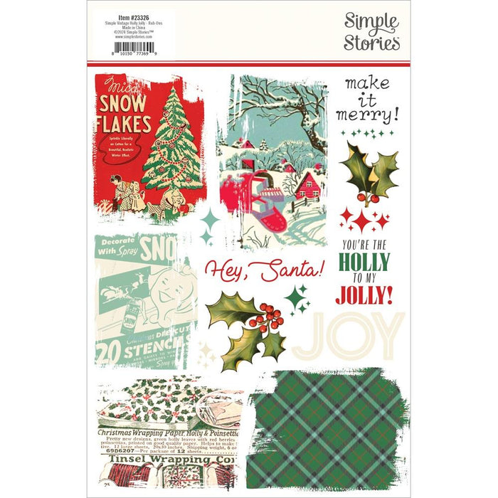 Simple Stories Simple Vintage Holly Jolly - Rub-Ons