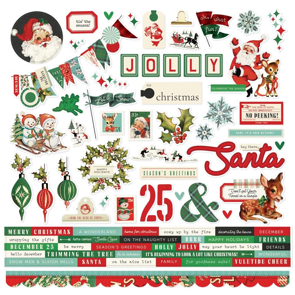 Simple Stories Simple Vintage Holly Jolly - Cardstock Stickers