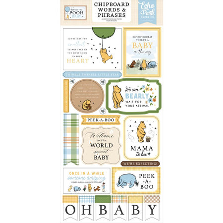 Echo Park Winnie The Pooh Baby - Chipboard Words & Phrases
