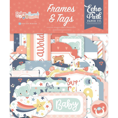 Echo Park Baby On Board Girl - Ephemera Frames & Tags