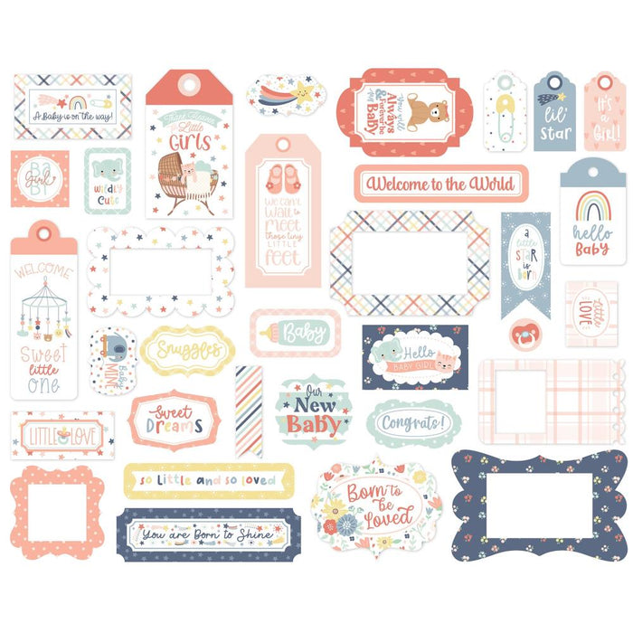 Echo Park Baby On Board Girl - Ephemera Frames & Tags