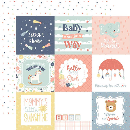Echo Park Baby On Board Girl - 4x4 Journaling Cards