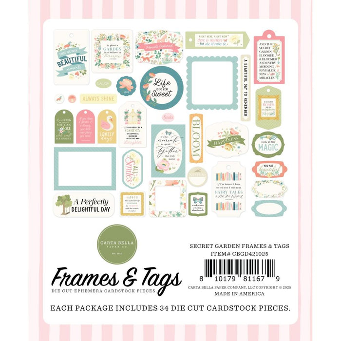 Carta Bella Secret Garden - Ephemera Frames & Tags
