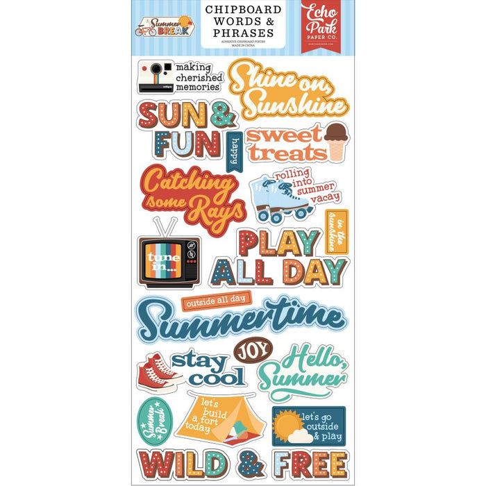Echo Park Summer Break - Chipboard Words & Phrases