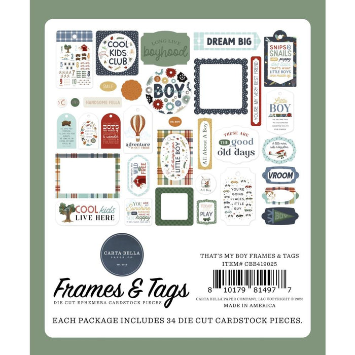 Carta Bella That's My Boy - Ephemera Frames & Tags