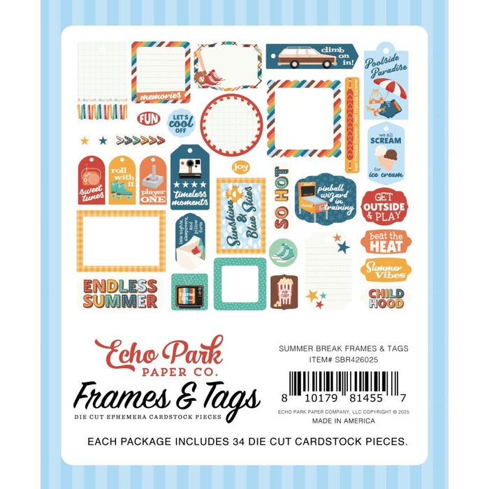 Echo Park Summer Break - Ephemera Frames & Tags
