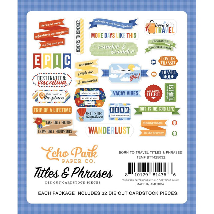 Echo Park Born To Travel - Ephemera Titles & Phrases