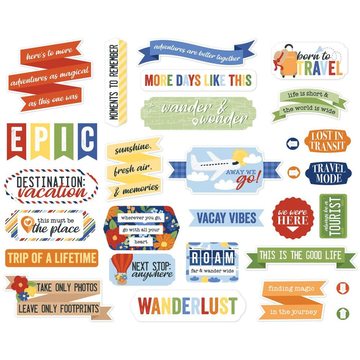 Echo Park Born To Travel - Ephemera Titles & Phrases