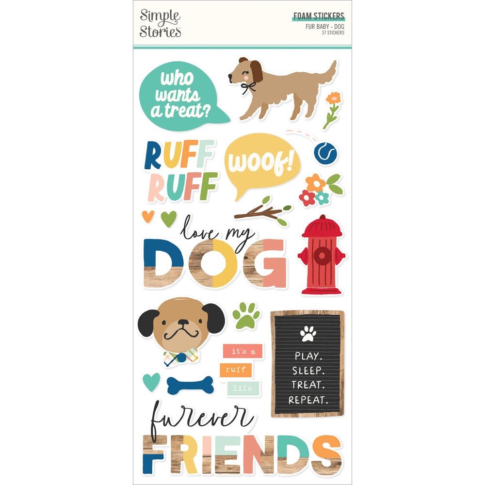 Simple Stories Fur Baby Dog - Foam Stickers