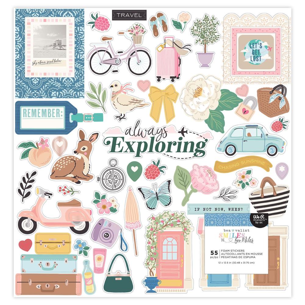 American Crafts Bea Valint Smiles For Miles - Foam Stickers