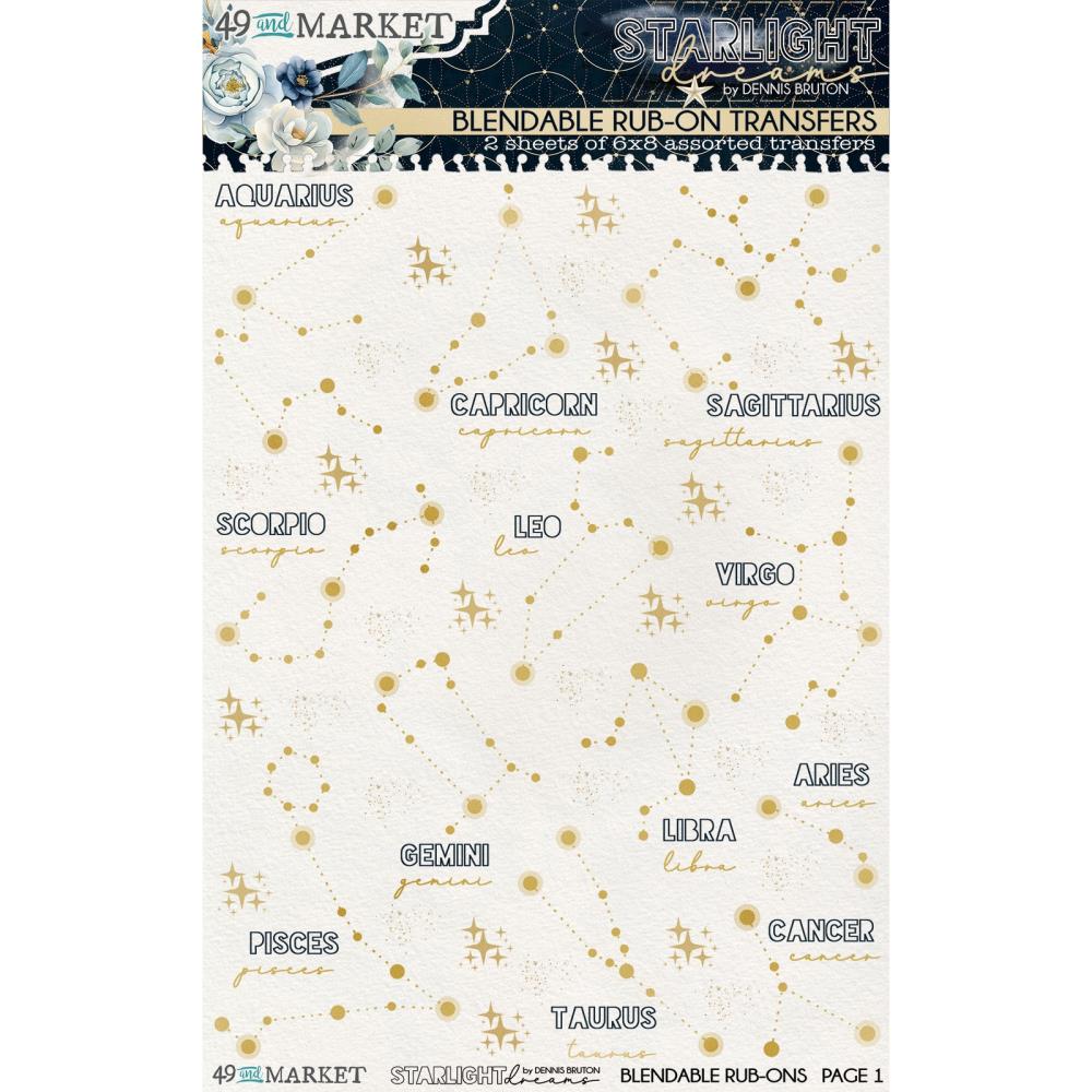 49 & Market Starlight Dreams - Blendable Constellations Rub-On Transfers